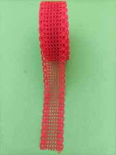 Tkaná stuha červená š. 4 cm